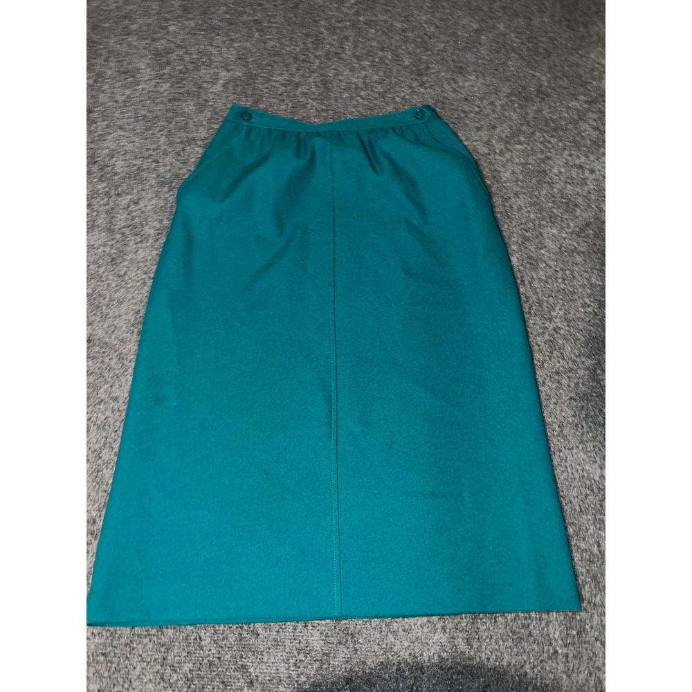 Haberdashery Leslie Fay Teal Green Polyester Midi Skirt Size 8 3016 903